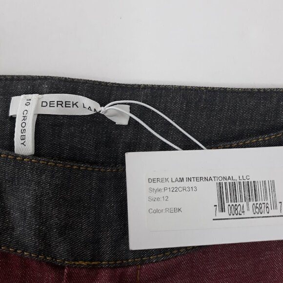 NWT Y2K Derek Lam 10 Crosby Cropped Color Block Chambray Pants 12 - Picture 8 of 12